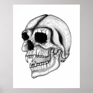 Affiche Vampir skull black and white design