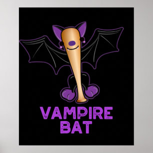 Affiche Vampire Bat Funny Baseball Pun Dark BG
