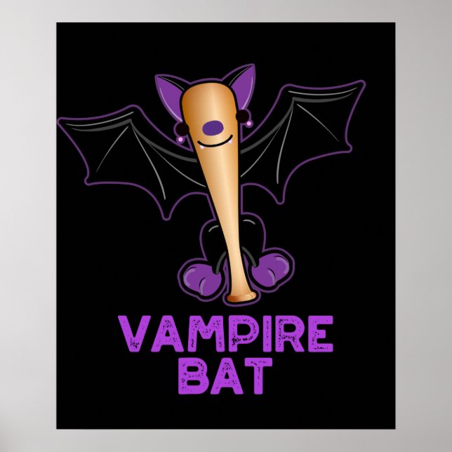 Affiche Vampire Bat Funny Baseball Pun Dark BG (Devant)