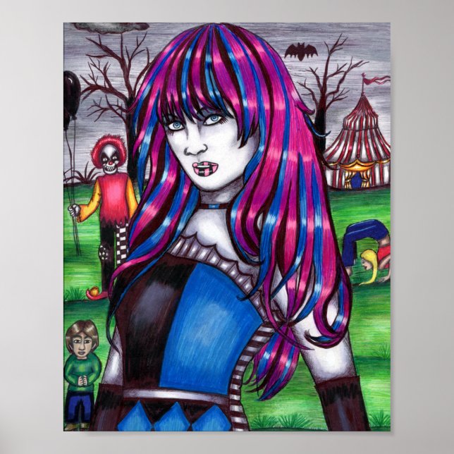 Affiche Vampire Circus Freak monstres dessin original (Devant)
