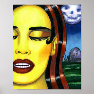 Affiche Vampire Femme Markers Dessin Horreur Art original