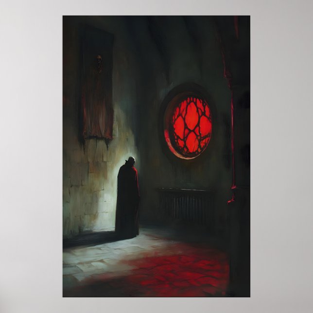 Affiche Vampire voilé Dracula sous la lumière rouge de l'h (Devant)