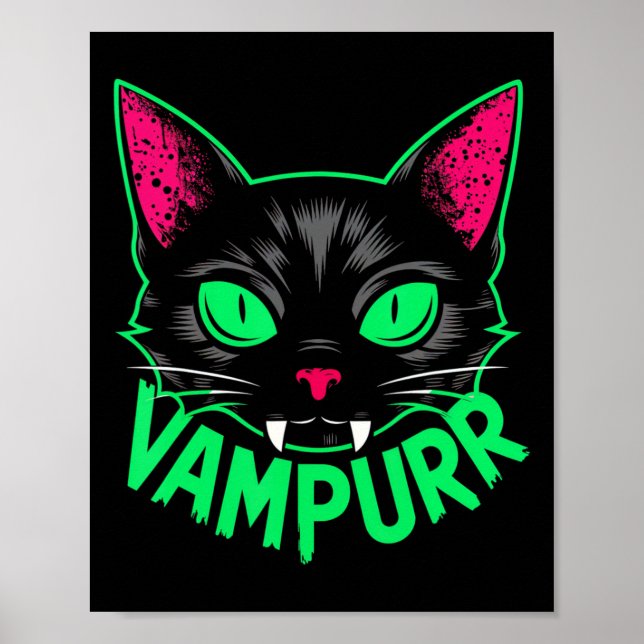 Affiche Vampurr Chat Vampire Kitty Halloween Chats Éffraya (Devant)