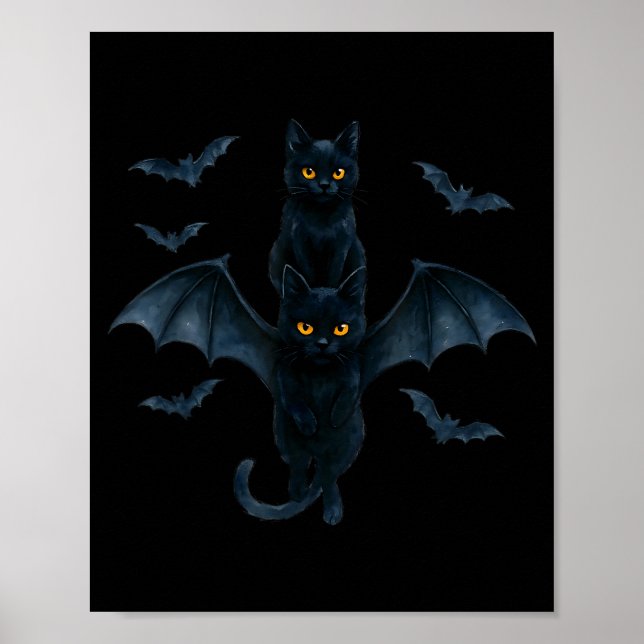 Affiche Vamre Cat With Bat Wings _ Cute Soky Halloween Des (Devant)