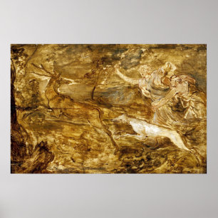 Affiche Van Dyck - Deux nymphes chassant le cerf