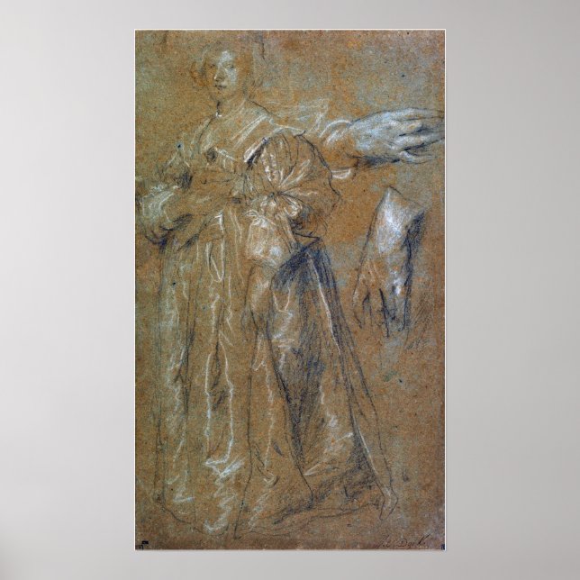 Affiche Van Dyck - Étudier Le Portrait D'Une Dame (Devant)