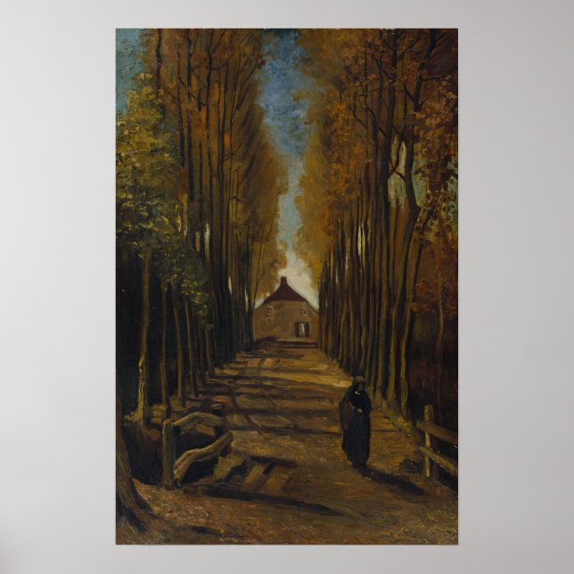 Affiche Van Gogh - Allée de peupliers en automne (Devant)