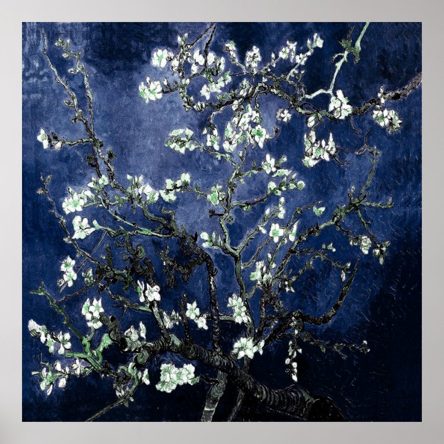 Affiche Van Gogh Almond Blossoms Midnight Blue (Devant)