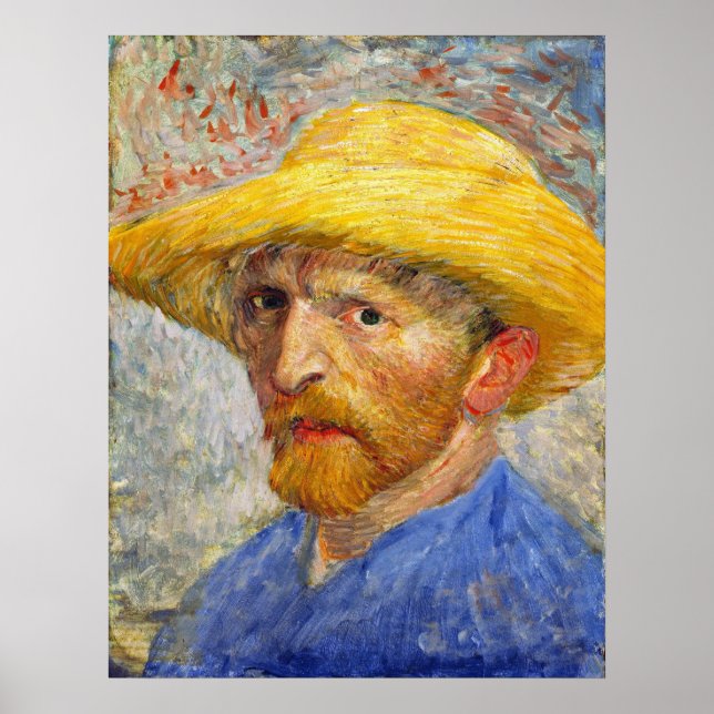 Affiche Van Gogh Autoportrait avec Casquette de paille (Devant)