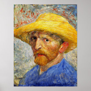 Affiche Van Gogh - Autoportrait Avec Casquette De Paille 1