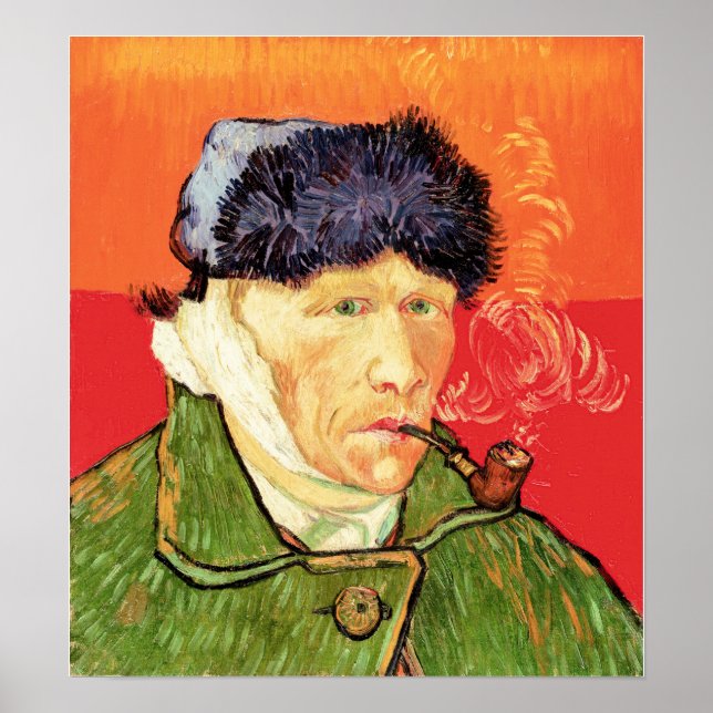 Affiche Van Gogh - Autoportrait avec oreille et tuyau en b (Devant)