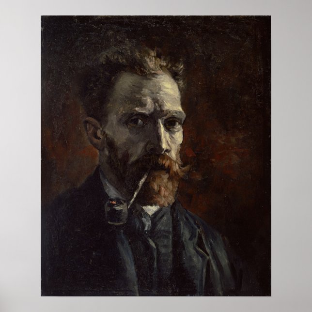 Affiche Van Gogh - Autoportrait avec pipe (Devant)