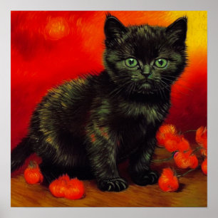Affiche Van Gogh Black Kitten