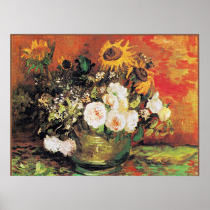 Affiche Van Gogh - Bowl avec tournesol, Rose...