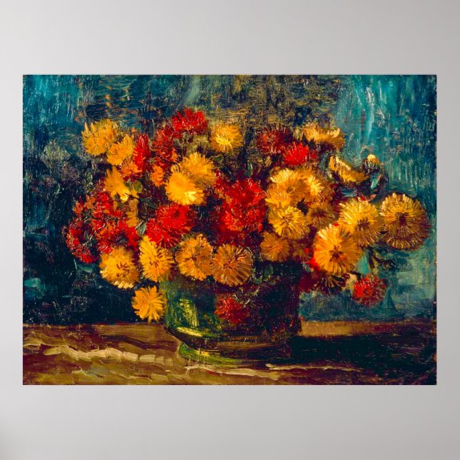 Affiche Van Gogh Bowl with Chrysanthemums  (Devant)