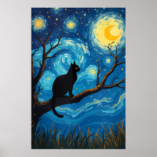 Affiche van Gogh Cat Art