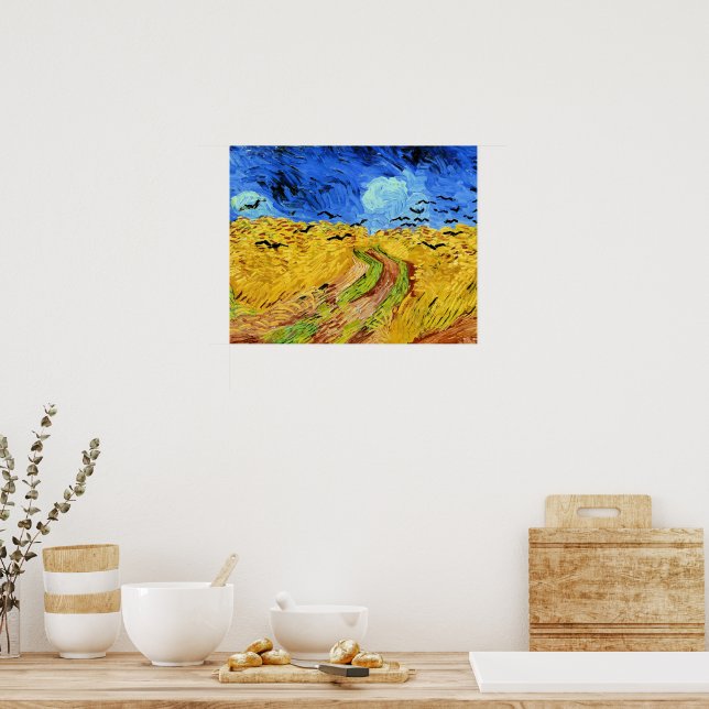 Affiche Van Gogh - Champ de blé avec corbeaux, (Cuisine)