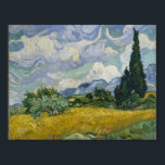 Affiche Van Gogh. Champ de blé avec cyprès.<br><div class="desc">Affiche d'art,  mettant en vedette l'oeuvre du grand Vincent Van Gogh. Cette pièce a été achevée en 1889. Un bel exemple de son travail.</div>