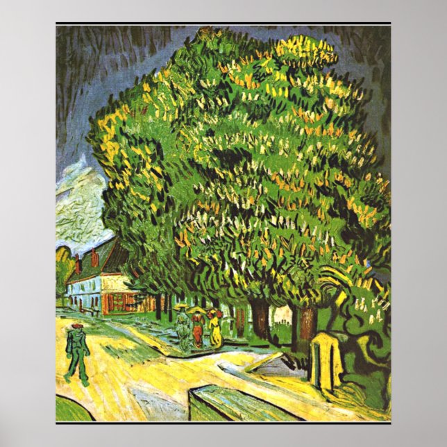 Affiche Van Gogh - Chestnut Trees in Bloom, 1890 painting (Devant)