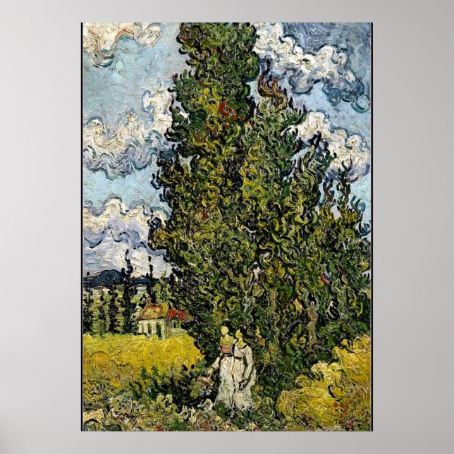 Affiche Van Gogh - Cyprès avec deux femmes (Devant)