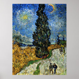 Affiche Van Gogh - Cypress contre un ciel étoilé