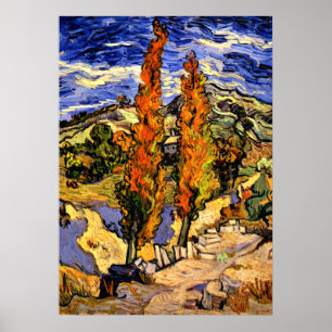 Affiche Van Gogh - Deux peupliers sur une colline - 1889