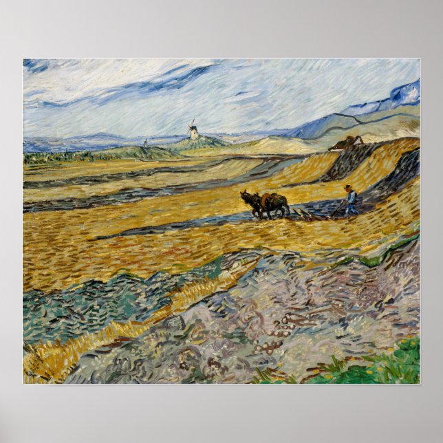 Affiche Van Gogh - Enclosed Field With Ploughman (Devant)