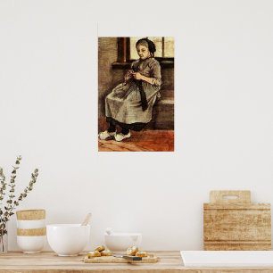 Affiche Van Gogh - Femme reprisant des bas,