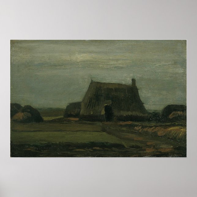 Affiche Van Gogh - Ferme Avec Des Pierres De Tourbe (Devant)
