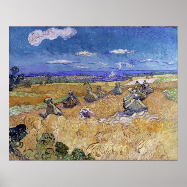 Affiche Van Gogh - Fibres De Blé Avec Auvers De Faucheuses (Devant)