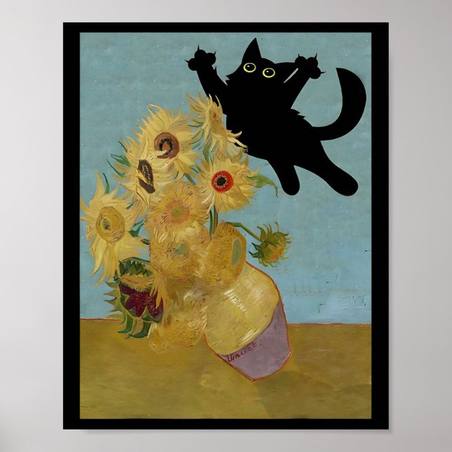 Affiche Van Gogh Fleurs Chat Tournesols (Devant)