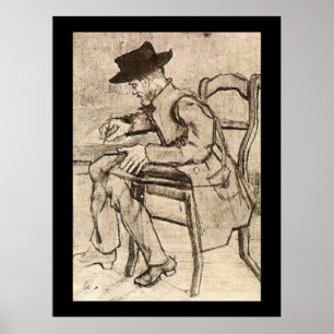 Affiche Van Gogh - Homme Écrivant, Face À Gauche,