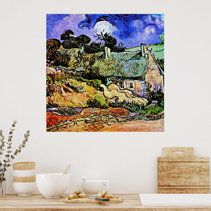 Affiche Van Gogh - Houses with Thatched Roofs