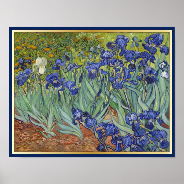 Affiche Van Gogh Irises Vintage Art Floral (Devant)