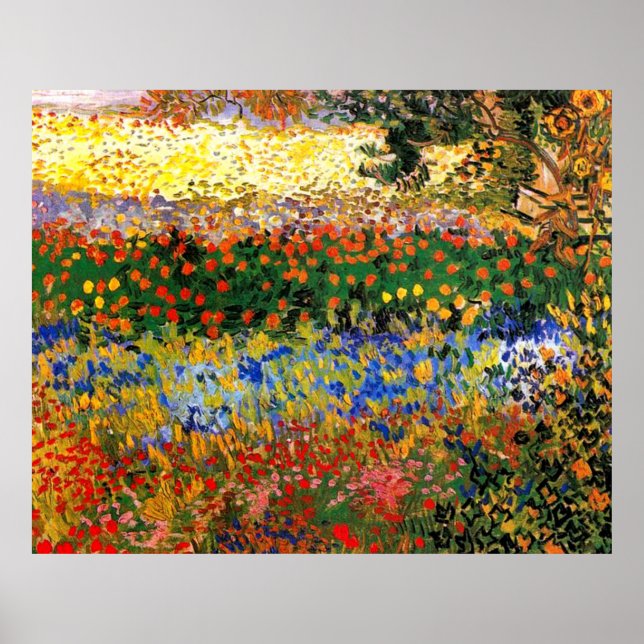 Affiche Van Gogh - Jardin à Arles (alias Jardin des fleurs (Devant)