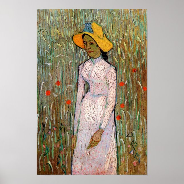 Affiche Van Gogh, Jeune Fille Debout ; Fond de Blé (Devant)