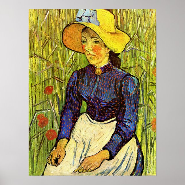 Affiche Van Gogh, Jeune paysanne avec Casquette de paille (Devant)