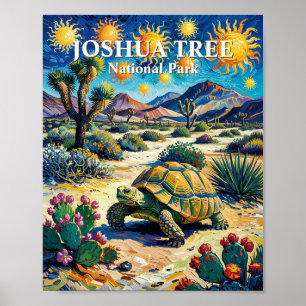 Affiche Van Gogh Joshua Tree Faune Tortue Coloré