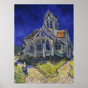 Affiche Van Gogh L'église d'Auvers Ciel Bleu Art