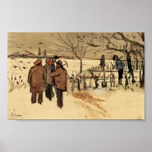 Affiche Van Gogh - Les mineurs en hiver de neige