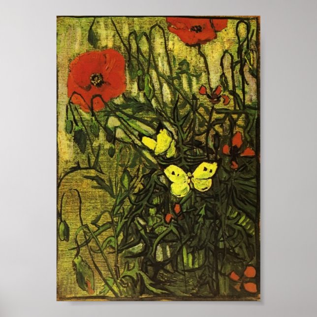 Affiche Van Gogh - Les papillons et les papillons (Devant)