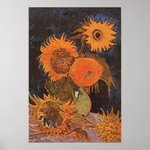 Affiche Van Gogh - Nature morte avec 5 tournesols