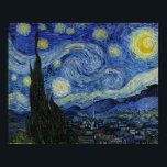 Affiche Van Gogh - Nuit étoilée<br><div class="desc">Nuit étoilée par Vincent Van Gogh. Pour plus d'images prêtes à l'affiche de Zedign Art Series Book 38 "Vincent Van Gogh - Peintures et dessins Vol 3",  visitez https://books.zedign.com/zas/38.html</div>