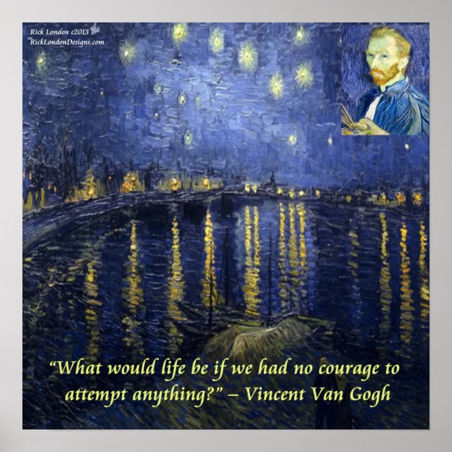 Affiche Van Gogh Nuit étoilée du Rhône & citation  (Devant)