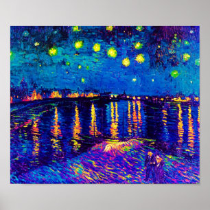 Affiche Van Gogh - Nuit étoilée Sur Le Rhone Pop Art