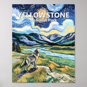 Affiche Van Gogh Parc National de Yellowstone Loup Hurleur
