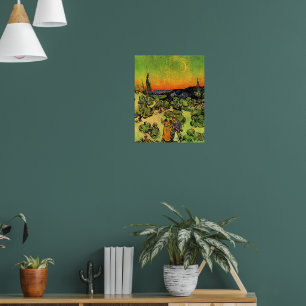 Affiche Van Gogh - Paysage avec couple se promenant
