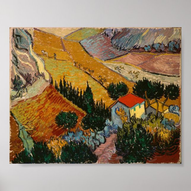 Affiche Van Gogh Paysage avec Maison et Plowman (Devant)