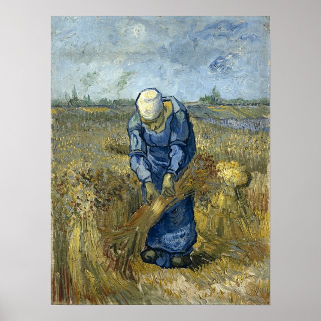 Affiche Van Gogh - Paysanne liant des gerbes (Devant)