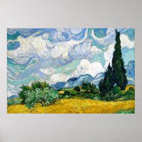 Van Gogh Peinture Art Vintage Blé Champ Cypresse